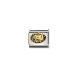 Nomination – Link 18k Gold OVAL STONE MOTHER OF PEARL WITH BOW GREY Nomination – Link 18k Gold OVAL STONE MOTHER OF PEARL WITH BOW GREY