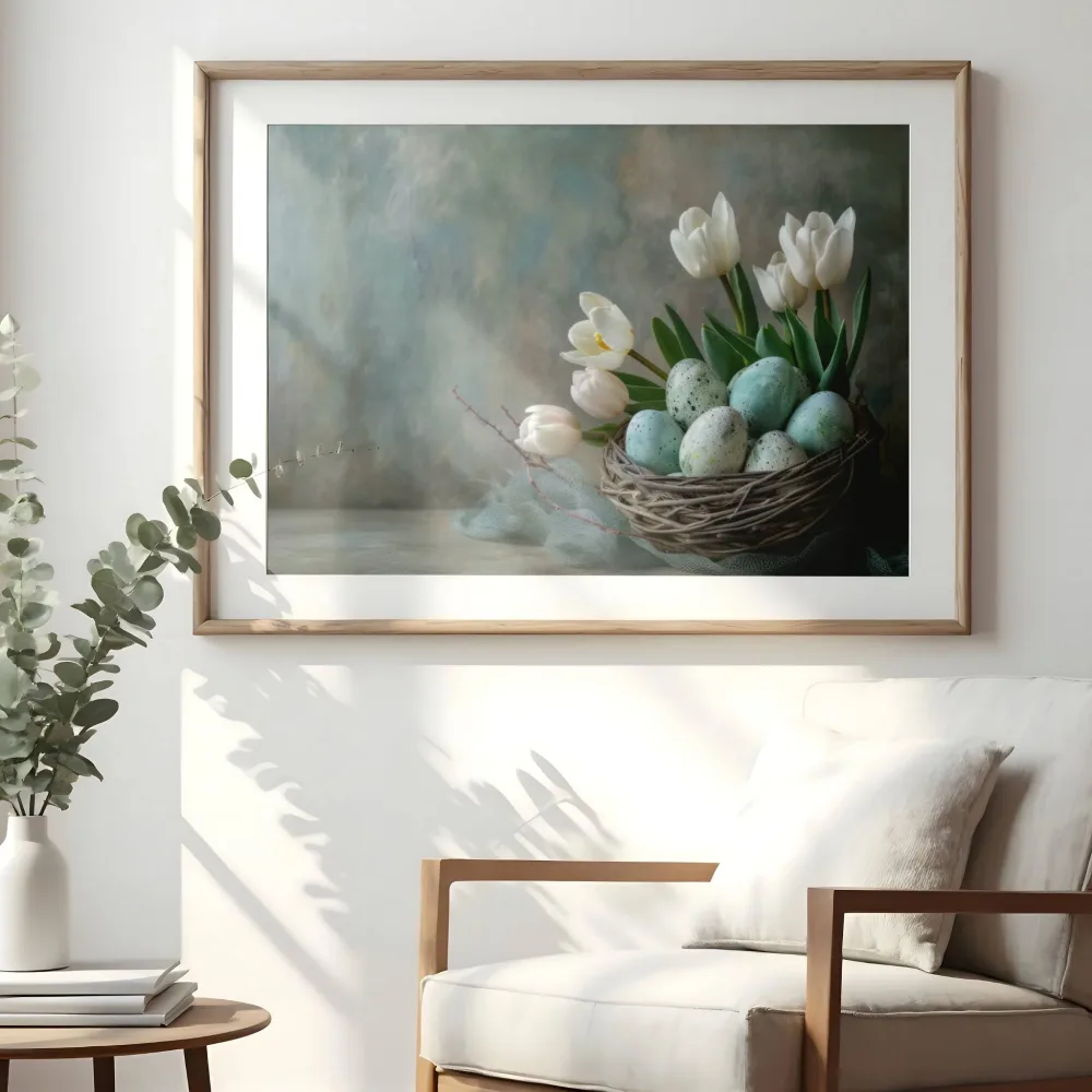 HVITE TULIPANER OG PÅSKEEGG - PLAKAT - Bilde 2