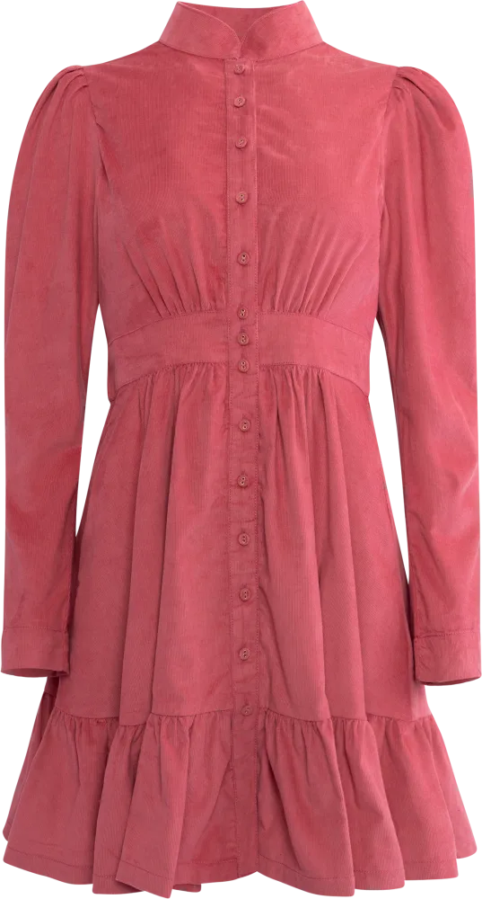 Baby Cord Mini Dress - Raspberry