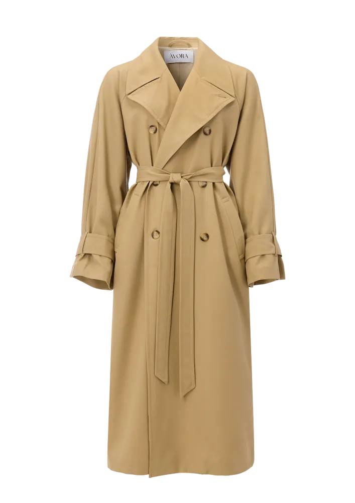 Wool Blend Trenchcoat - Beige