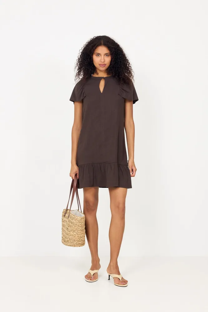 Mabel Linen Dress - Dark Brown - Bilde 2