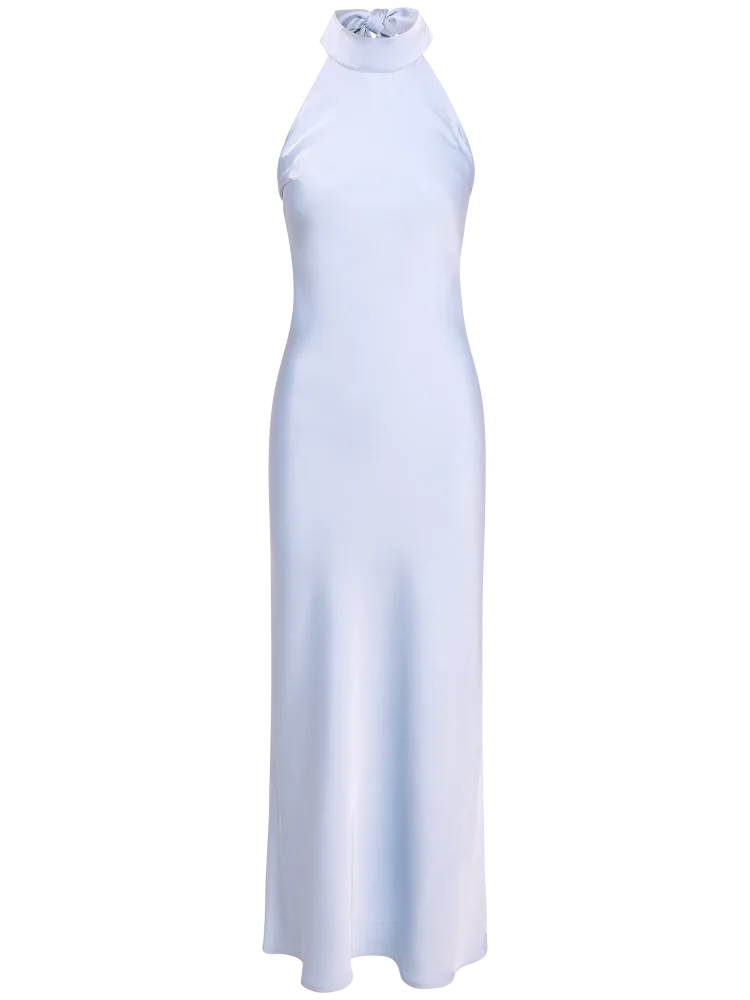 Lola Satin Halter Maxi Dress - Light Blue - Bilde 2