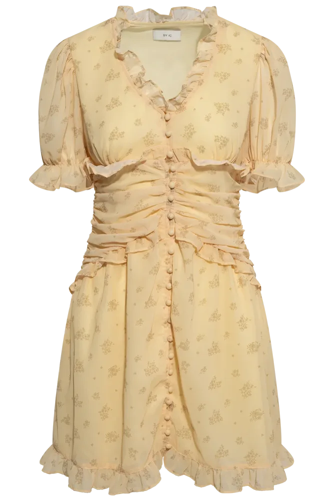 Arielic Dress - Yellow Flower Print