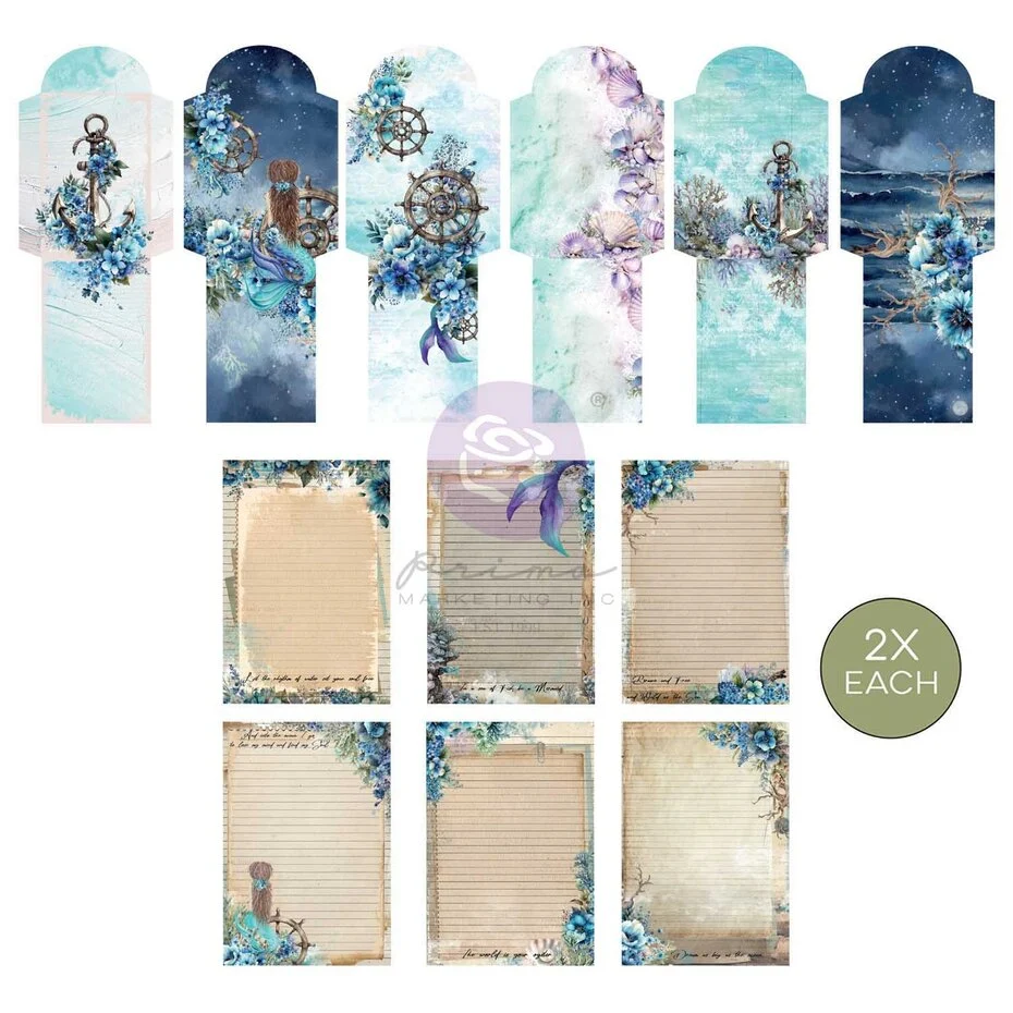 Mønsterark – arkpakke – Prima marketing – A Mermaid’s Tale Stationery Pack (12+12pcs)