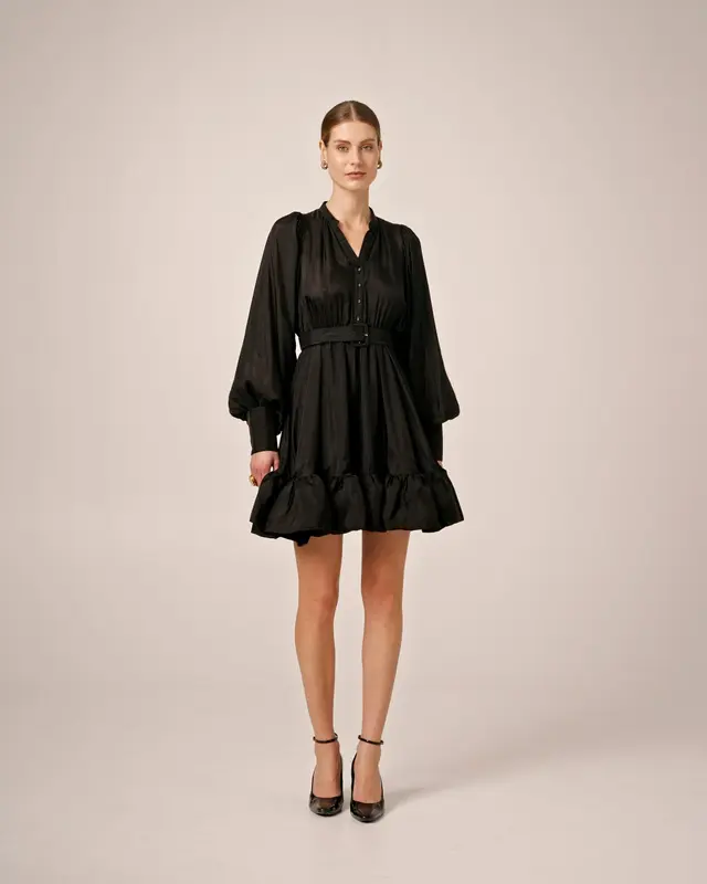 Cupro Mini Dress - Black - Bilde 2