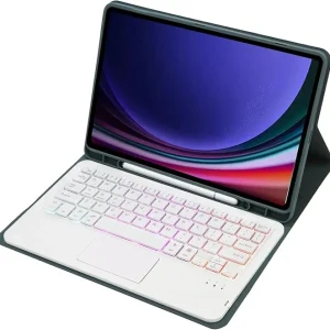 Farget bakbelyst Bluetooth-tastatur i lær med nettbrettdeksel og pennholder for iPad Pro 12,9 2015/2017 Farget bakbelyst Bluetooth-tastatur i lær med nettbrettdeksel og pennholder for iPad Pro 12,9 2015/2017