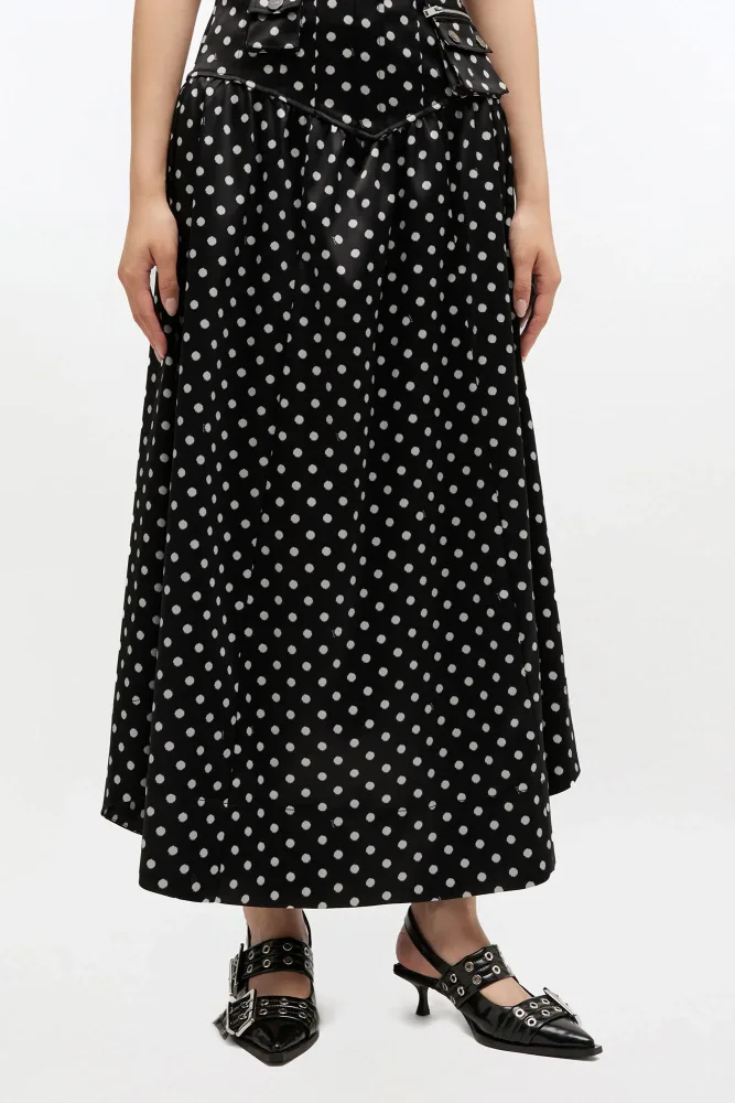 Printed Double Satin Corset Skirt - Black - Bilde 3