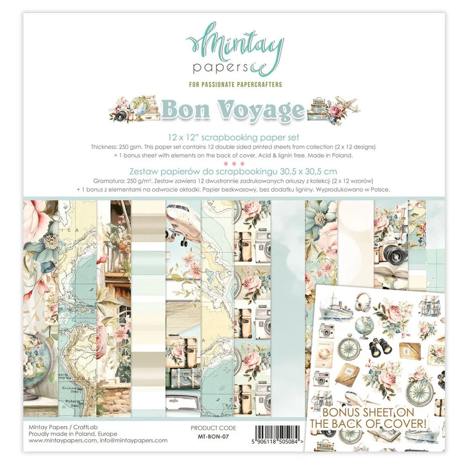 Mintay – Bon Voyage 12×12 Inch Scrapbooking Paper Set (MT-BON-07)
