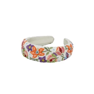 Primula Wide Beaded Hairbrace – Birch White Primula Wide Beaded Hairbrace – Birch White