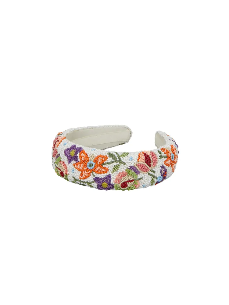Primula Wide Beaded Hairbrace - Birch White