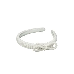 Bow Slim Beaded Hairbrace – Silver