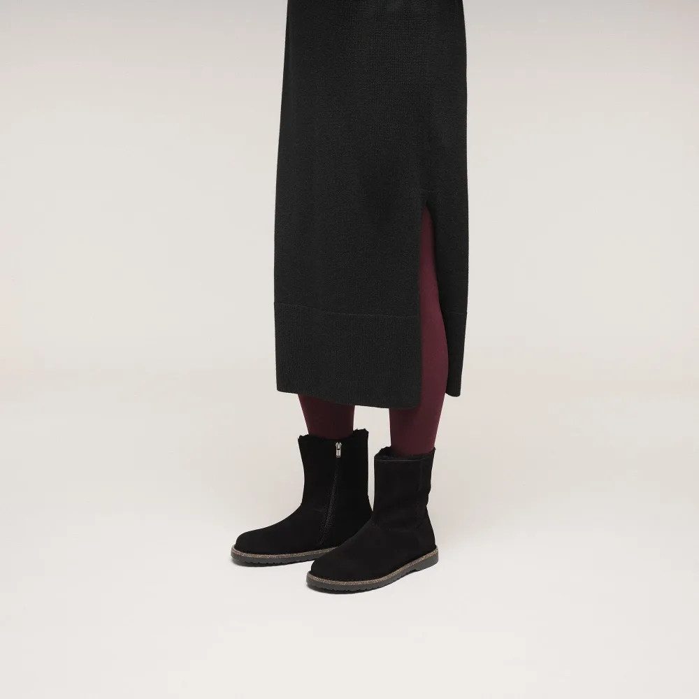 Uppsala Zip Shearling Suede Leather Narrow - Black - Bilde 3