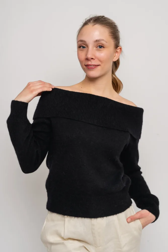 Lulu Off Shoulder Knit - Black - Bilde 2
