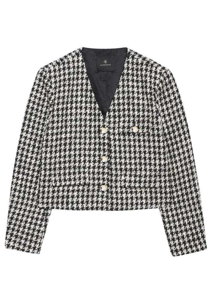Cara Jacket - Cream And Black Houndstooth