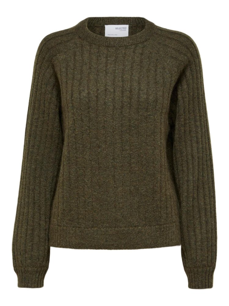 Mola Ls Knit O-Neck - Ivy Green Melange