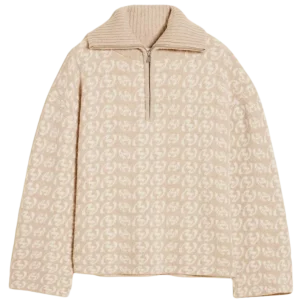 Cass Monogram Half Zip – Beige Mix