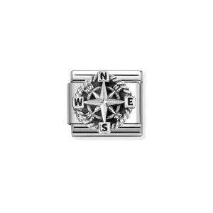 Nomination – Link CLASSIC oxidized symbols steel 925 sterling silver COMPASS