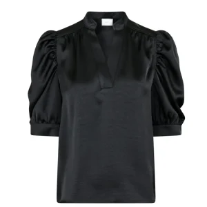 Roella Heavy Sateen Blouse – Black