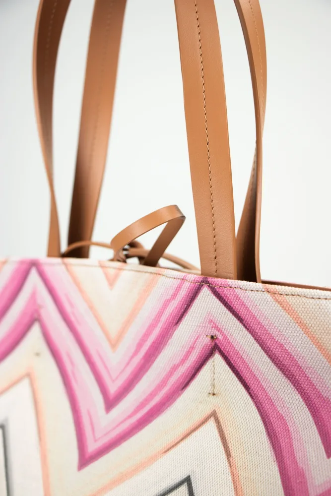 Tote Medium - Canvas Stampato Rosa/Corda - Bilde 2