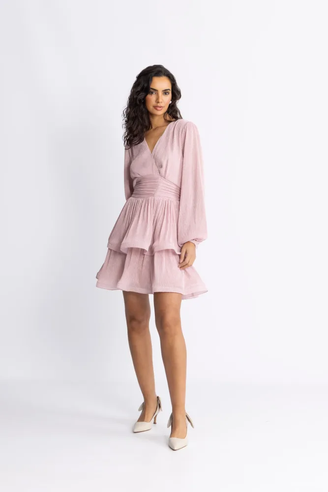 Jade Wave Plisse Dress - Light Pink - Bilde 2