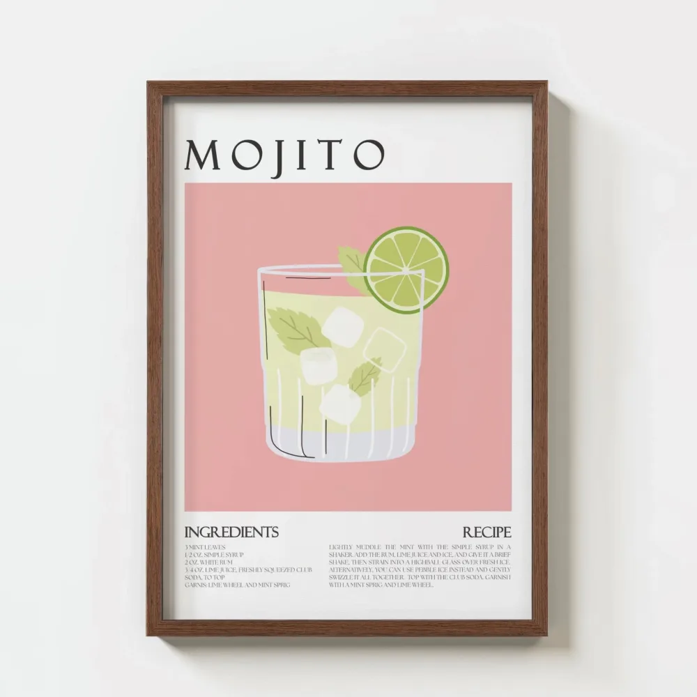 Mojito – cocktail plakat med oppskrift - Bilde 2
