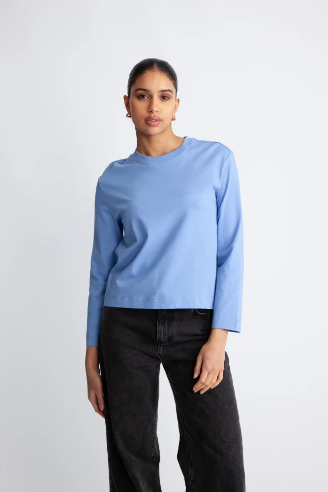 Essential Ls Boxy Tee - Cornflower Blue - Bilde 3