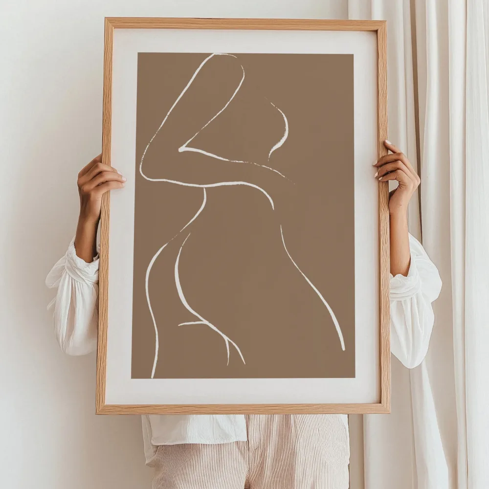 MINIMALISTISK KROPPSKUNST PLAKAT – ABSTRAKT SILHUETT I JORDTONER - Bilde 2
