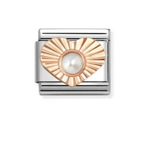 Nomination – Link DIAMOND HEART STONE 9k rose gold WHITE PEARL Nomination – Link DIAMOND HEART STONE 9k rose gold WHITE PEARL