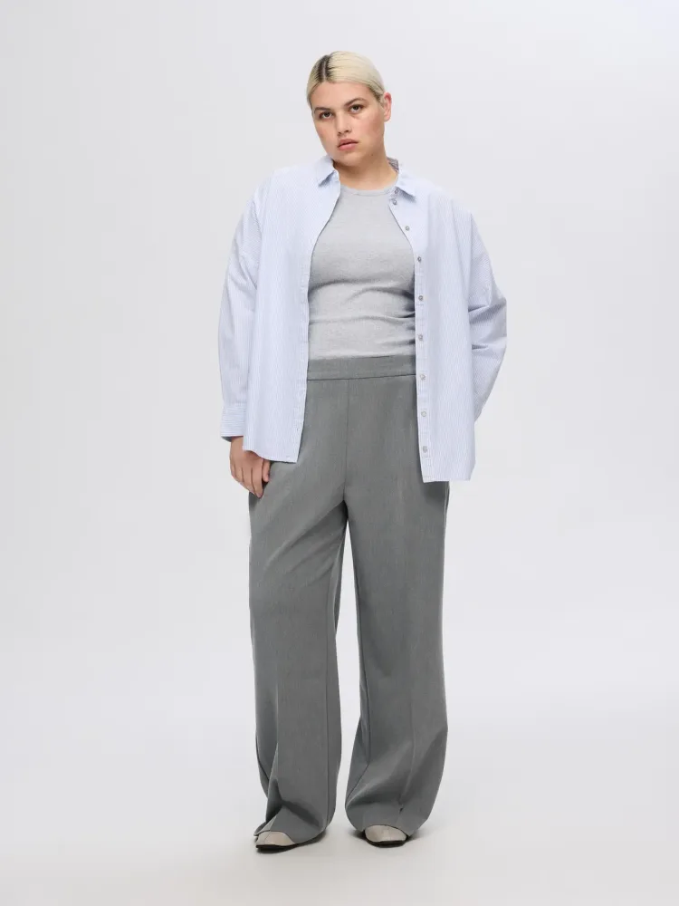 Emma-Tara Mw Wide Pant - Medium Grey Melange - Bilde 3