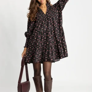 Embla Cord Print Dress – Black