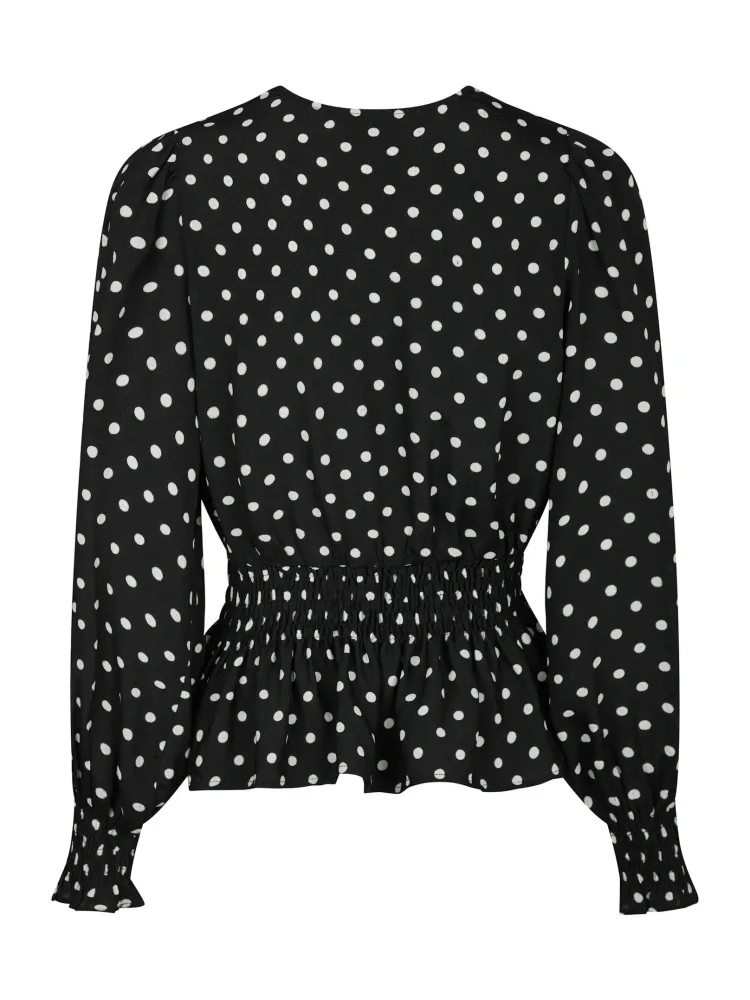 Tamona Crepe Dot Blouse - Black - Bilde 3
