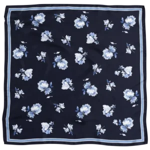 Floral Print Silk Scarf – Evening Blue