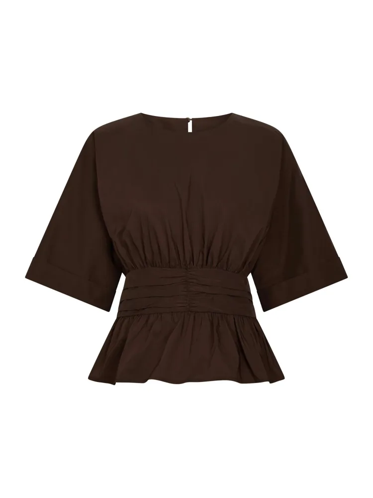 Annegret Poplin Blouse - Chocolate Brown