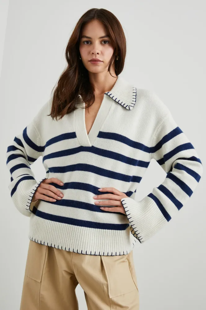 Athena - Ivory Navy Stripe - Bilde 3