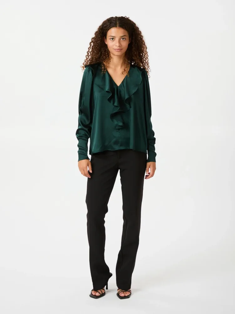 Sandie Sateen Blouse - Dark Green - Bilde 3