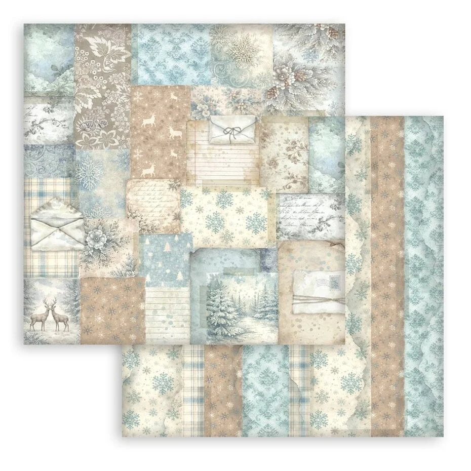 NYHET ! Stamperia - White Christmas - 8x8 Inch Paper Pack Maxi Background Selection by Cristina Radovan (SBBS147) - Bilde 3