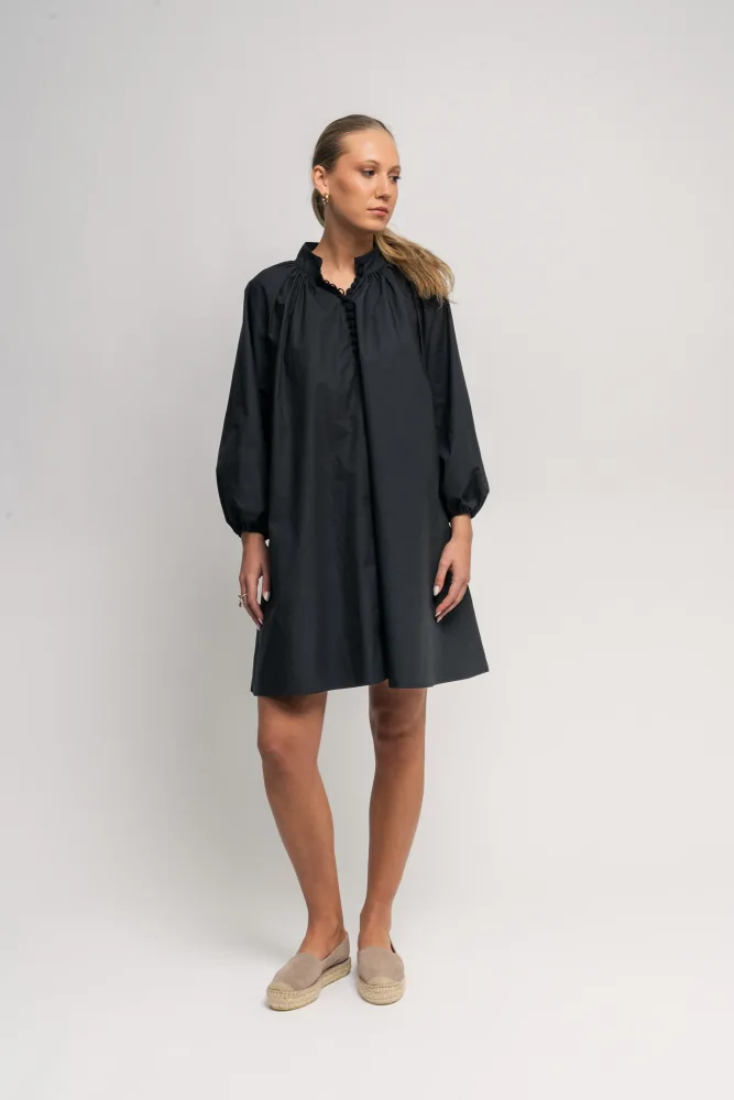 Poplin Bohemian Demi Dress - Black - Bilde 2