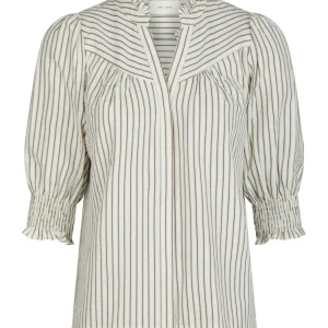 Diana Crepe Stripe Blouse – Brown