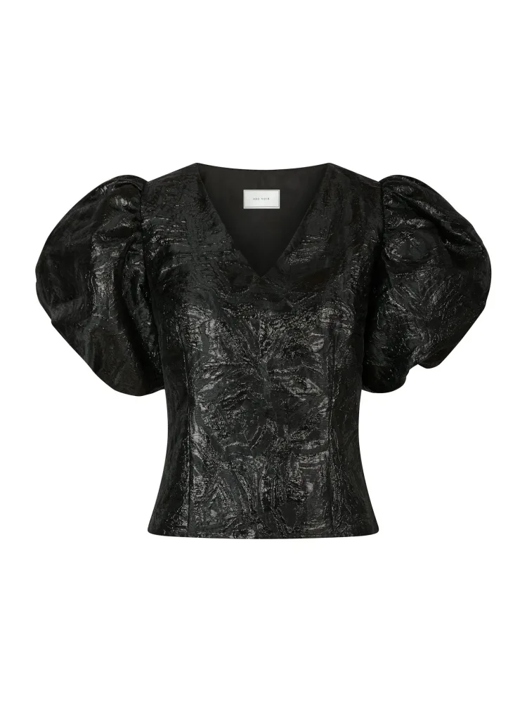 Camia Metallic Brocade Blouse - Black