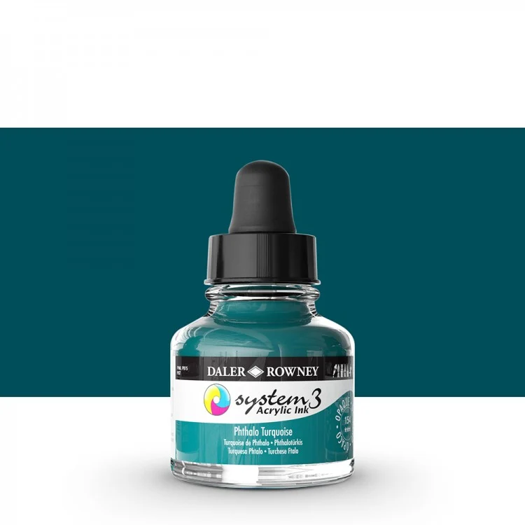 Daler Rowney - System3 Ink 29,5ml - 154 Phthalo Turquoise - Bilde 2