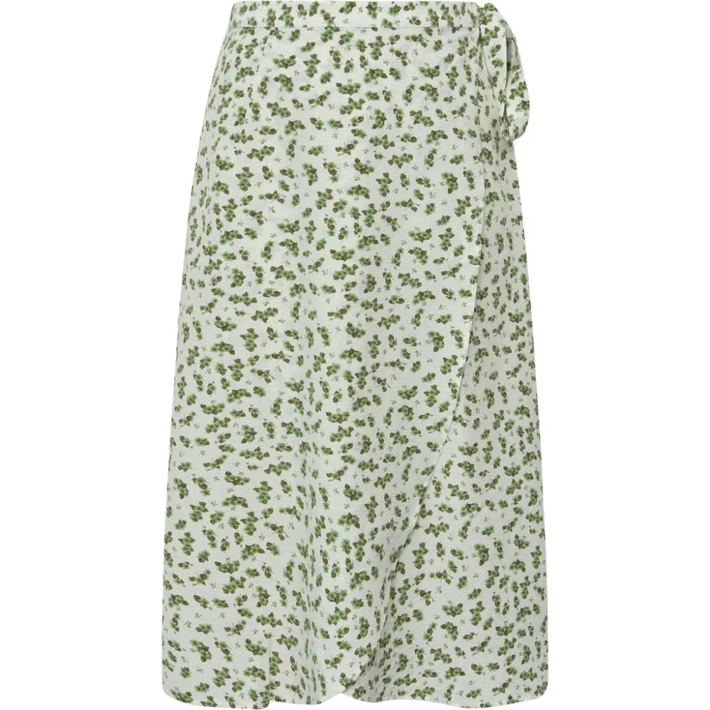 Peony Wrap Skirt - White/Green - Bilde 2
