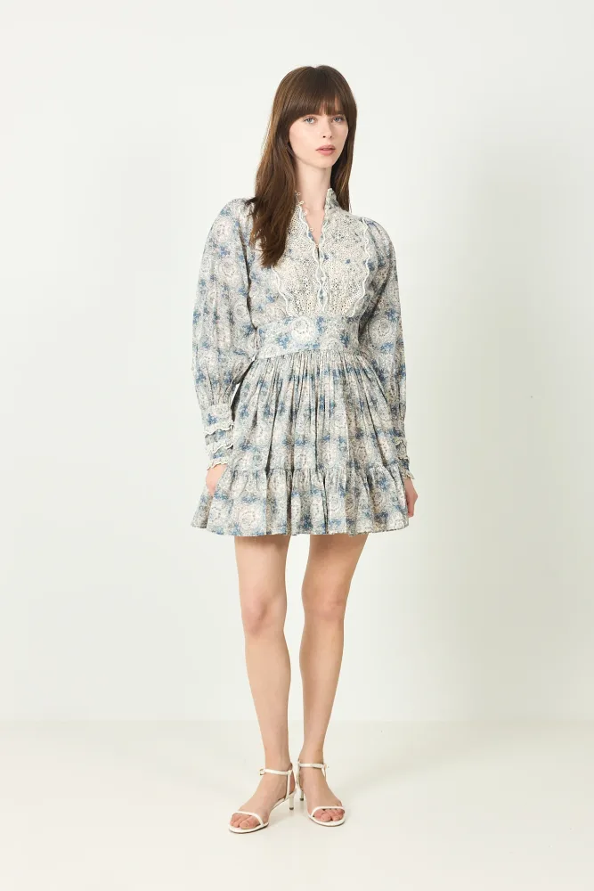 Cotton Slub Mini Dress - Blue Paisley - Bilde 2