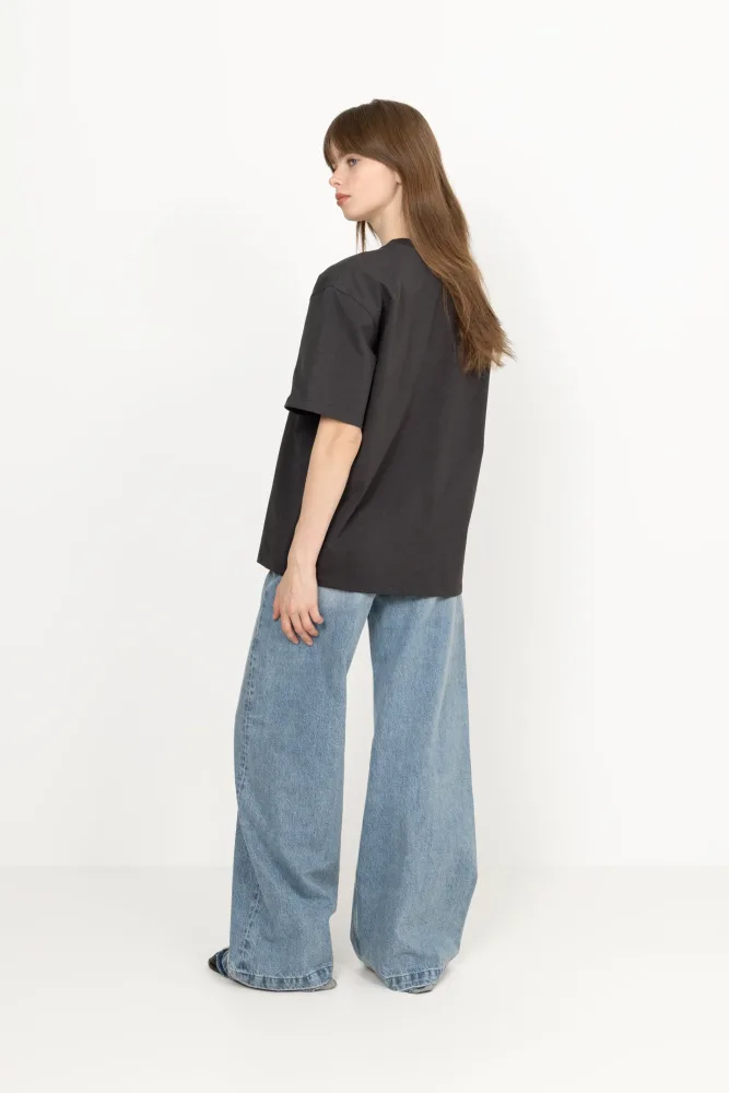 Heavy Cotton Jersey Relaxed Fit Ganni - Phantom - Bilde 3
