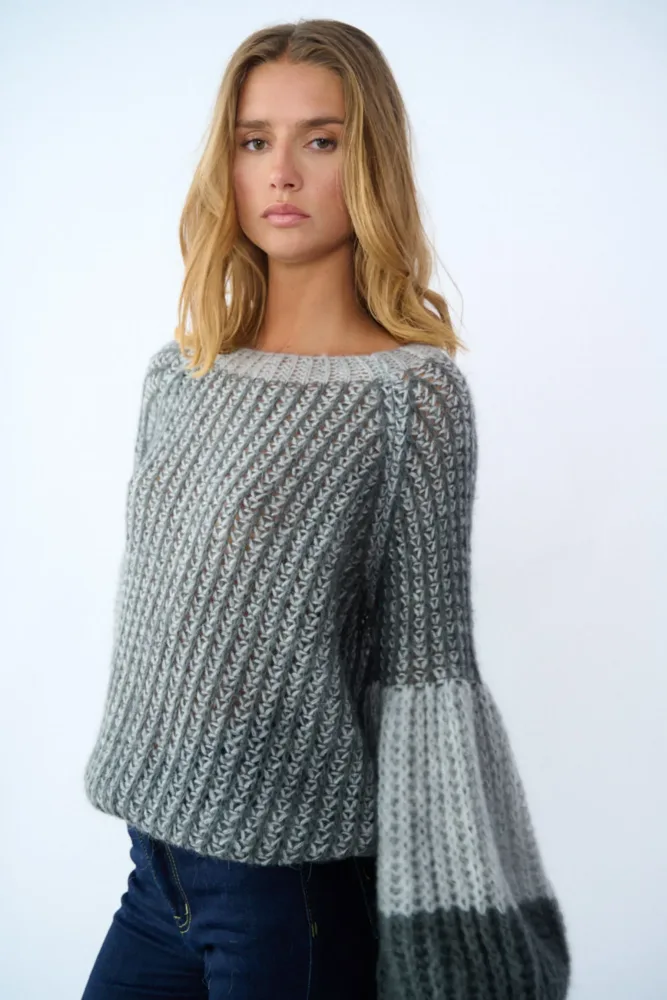 Liana Knit Sweater - Grey Melange Mix - Bilde 3