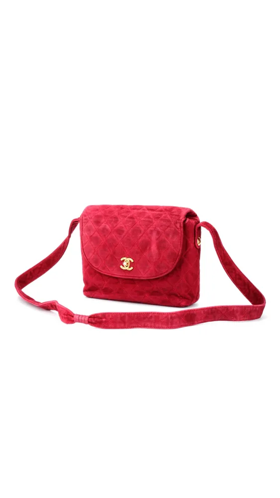 Chanel Single Flap Shoulder Bag Suede - Red - Bilde 3