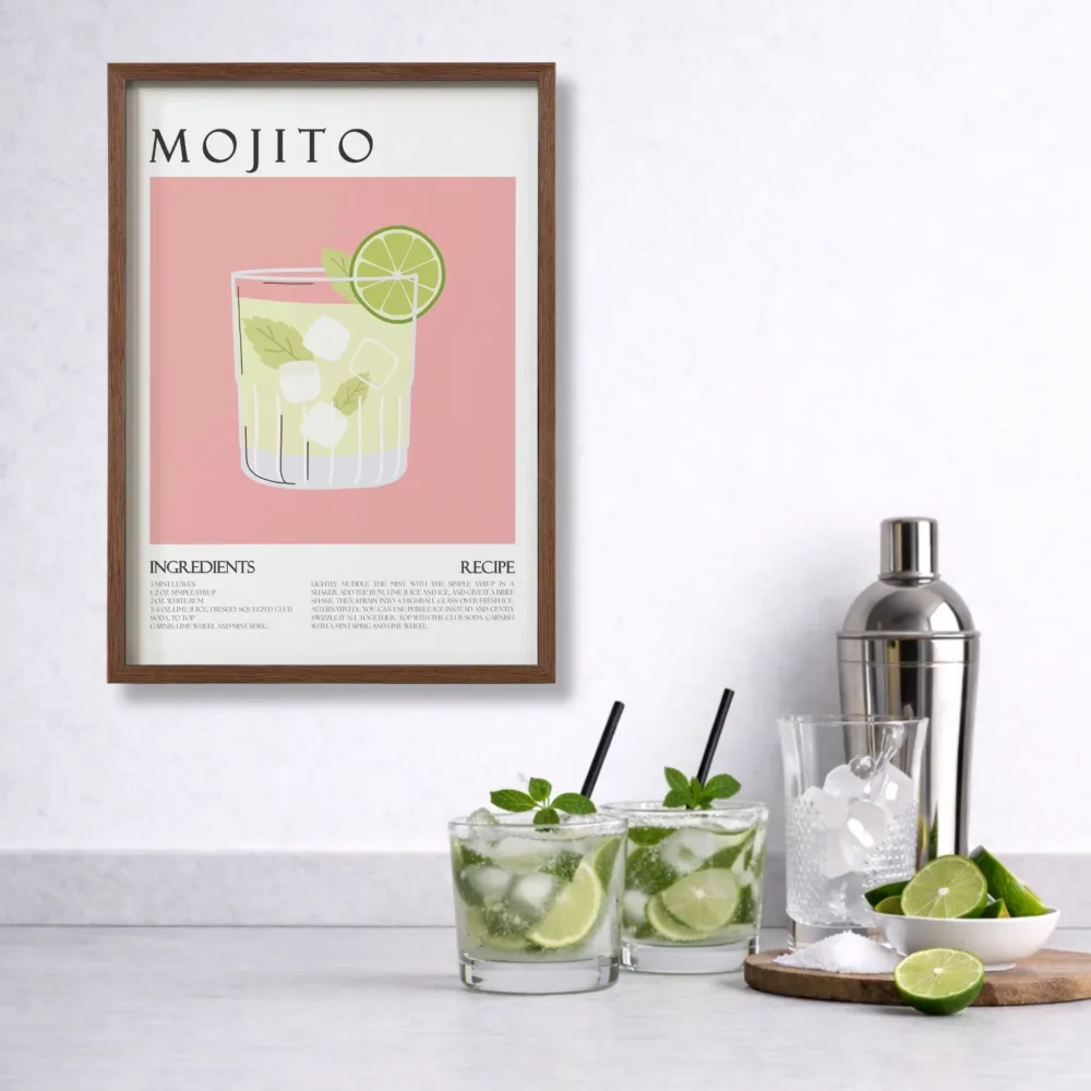 Mojito – cocktail plakat med oppskrift - Bilde 3