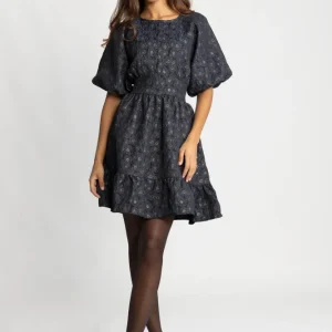 Svanhild Brocade Dress – Navy