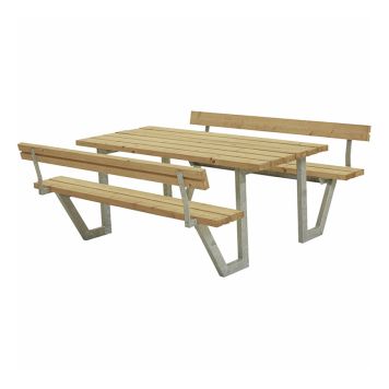 BENKESETT PLUS BORD/BENKER WEGA 2 RYGGSTØTTE 177X185X76/45CM GYLDENBRUN