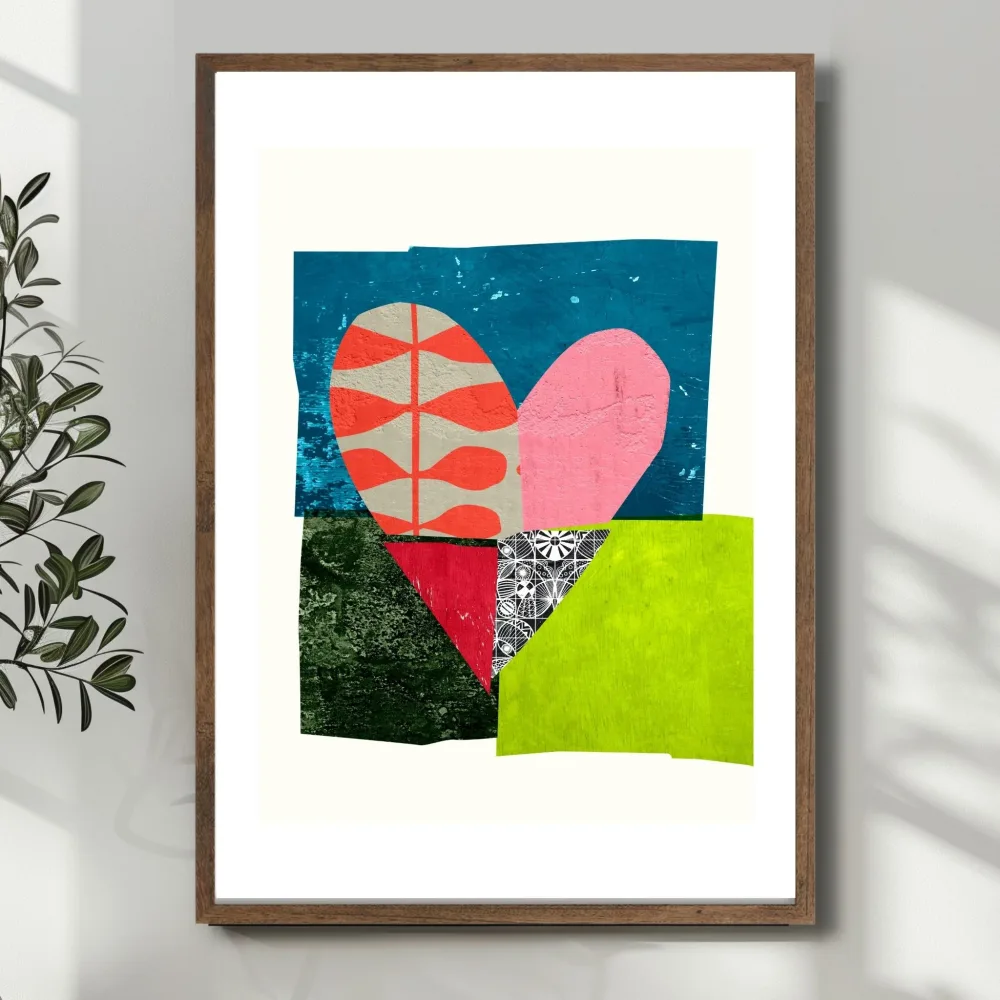 COLORFUL HEART COLLAGE No3 – ABSTRAKT KUNSTPLAKAT - Bilde 2