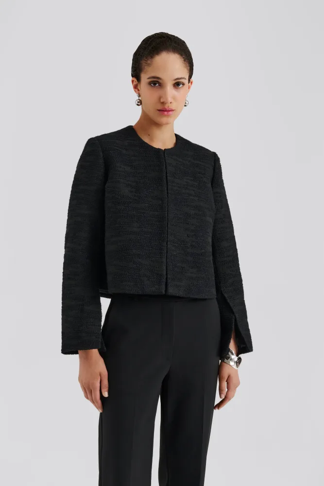 Ruthie Cropped Boucle Blazer - Black - Bilde 2